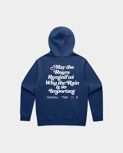 Sueded Slogan Hoodie - Cobalt