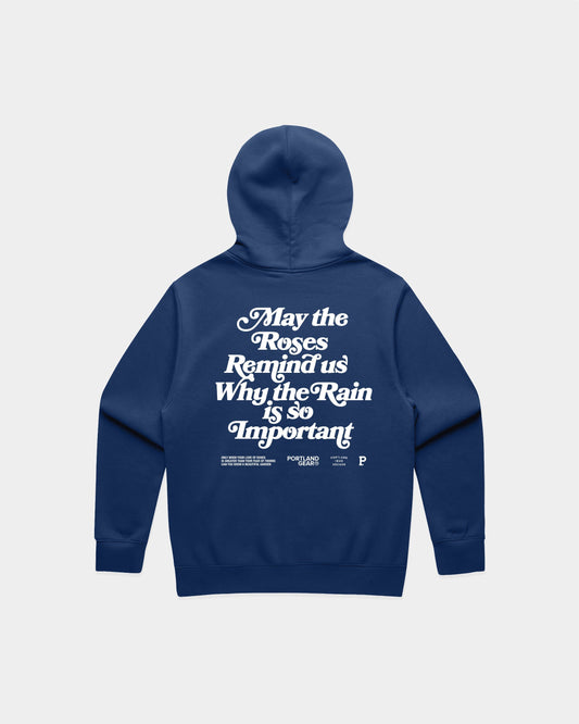 Sueded Slogan Hoodie - Cobalt