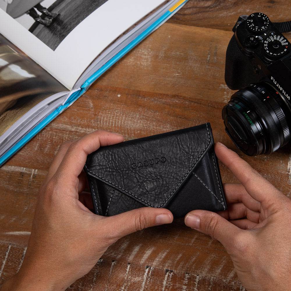 CASUPO Mini Envelope Wallet with RFID Protection - Black