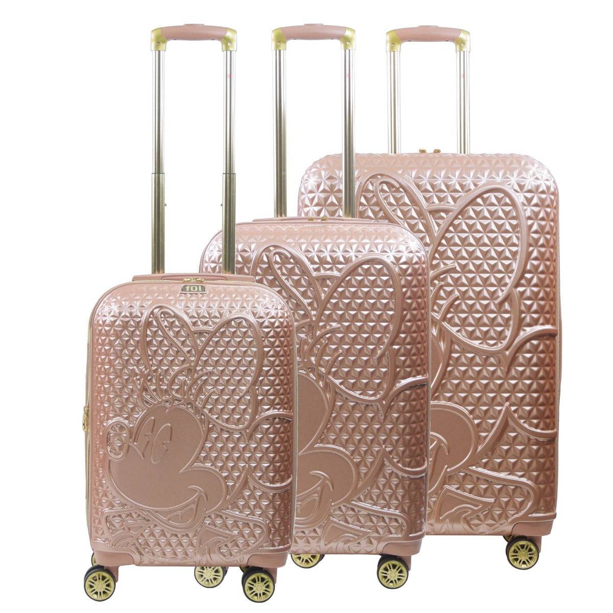 Disney Minnie Mouse Rolling Luggage 3 Piece Set Rose Gold