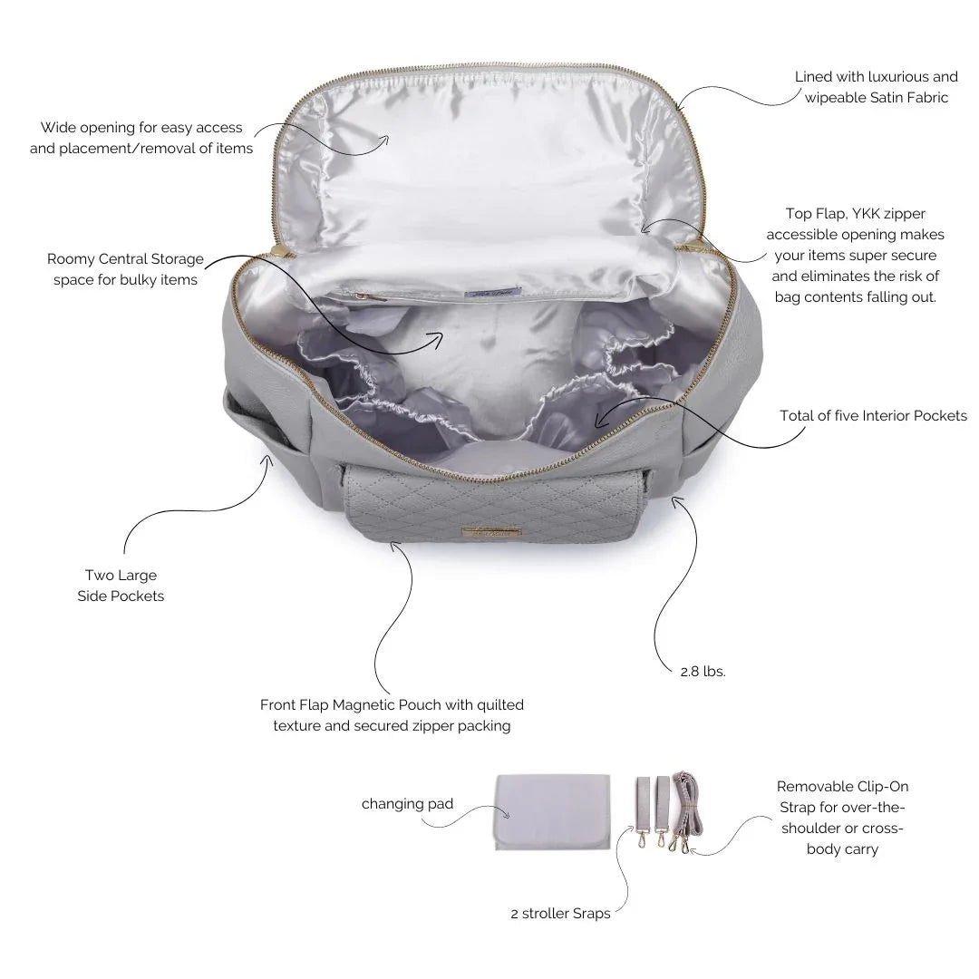 Luli Bebe Signature Diaper Bag Stone Grey