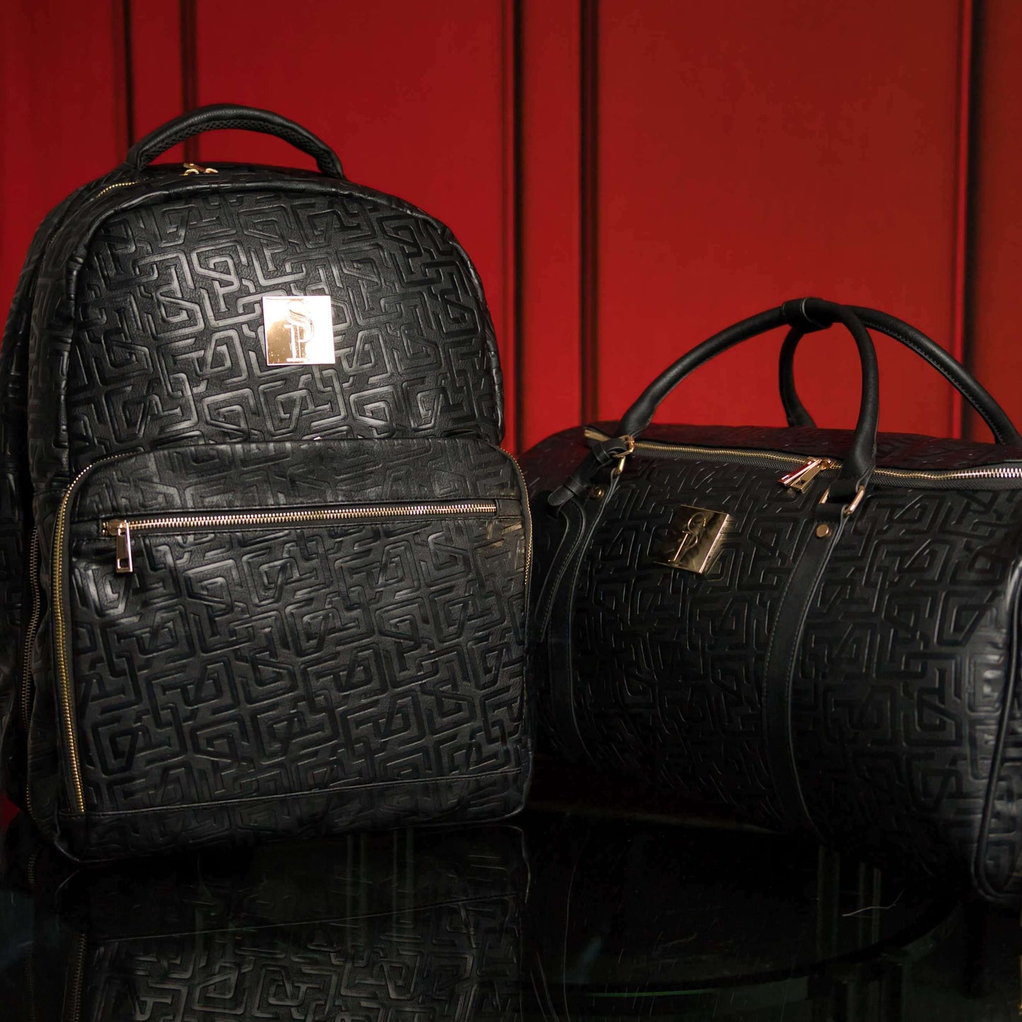 Sole Premise Monogram Leather 2 Bag Set - Black