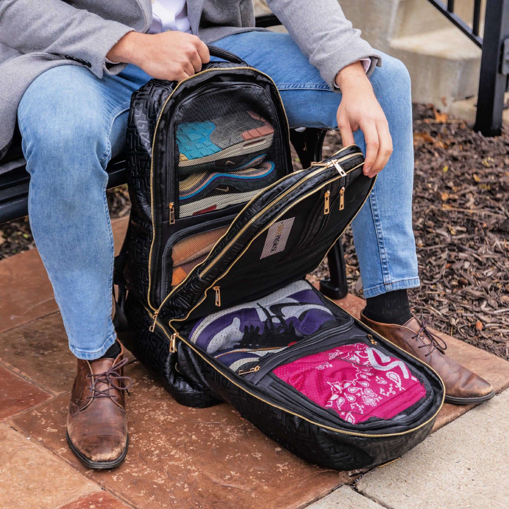 Sole Premise Black Monogram Leather Sneaker Backpack