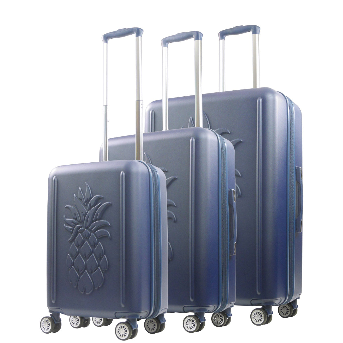 Tommy Bahama 3-Piece Navy Hard-Sided 3D Pineapple Luggage Set with Drawstring Bag - Stiles Supply Co.