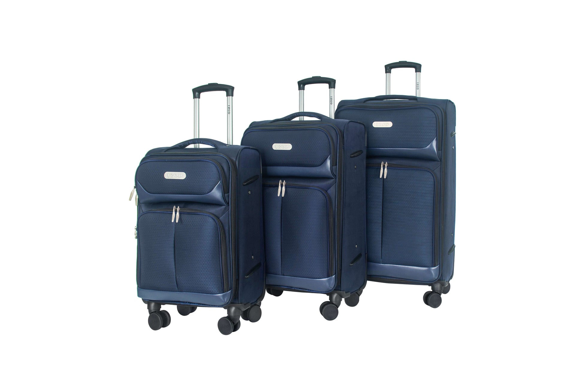 IZOD Ocean Soft Shell Lightweight Expandable 360 Dual Spinning Wheels Combo Lock 28", 24", 20" 3 Piece Luggage Set