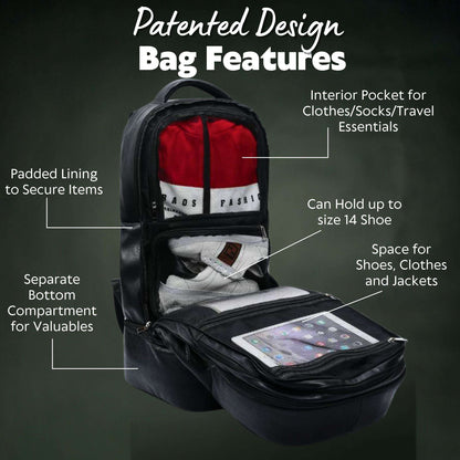 Sole Premise Black Leather Patented Carry-on Shoe Bag (XL)