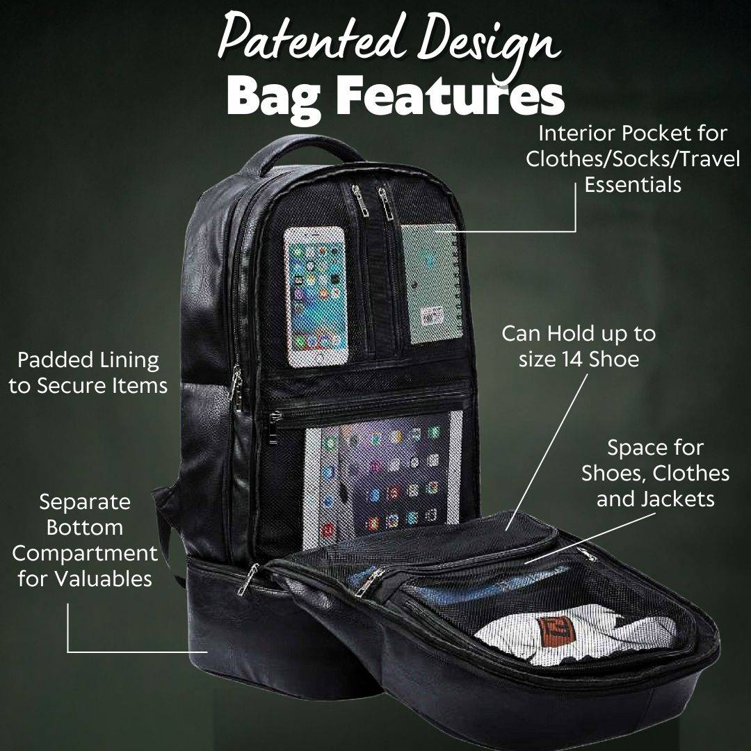 Sole Premise Black Leather Patented Carry-on Shoe Bag (XL)