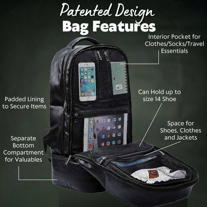 Sole Premise Black Leather Patented Carry-on Shoe Bag (XL)