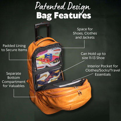 Sole Premise Brown Leather Carry-On Patented Roller Bag