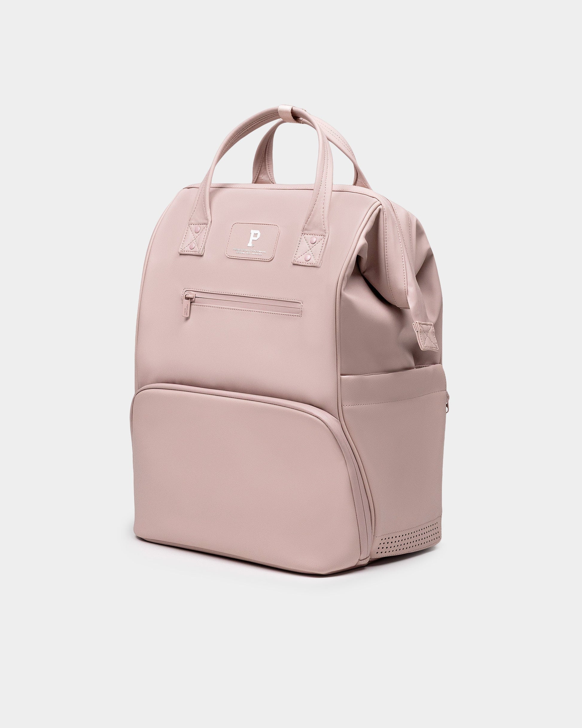 Portland Gear Cascade Getaway Backpack angled view in Blush