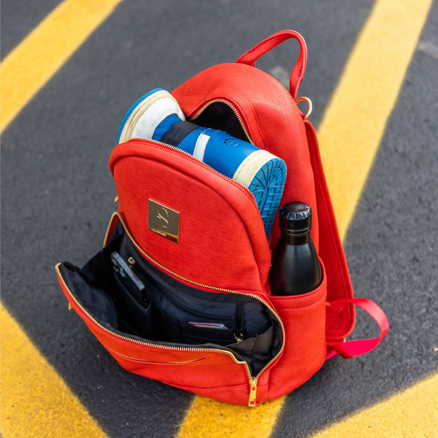 Sole Premise Red Leather Carrier Backpack