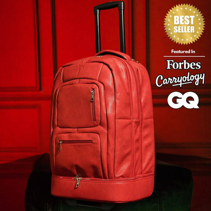 Sole Premise Red Leather Carry-On Roller Bag (Only 150 Made)