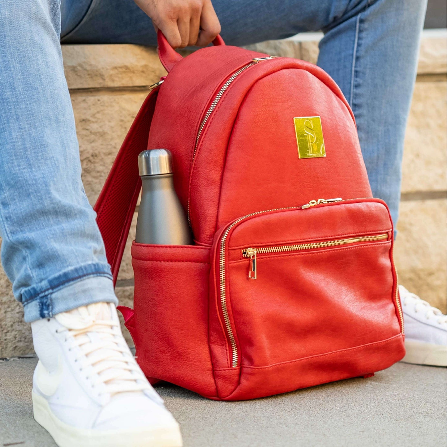 Sole Premise Red Leather Carrier Backpack
