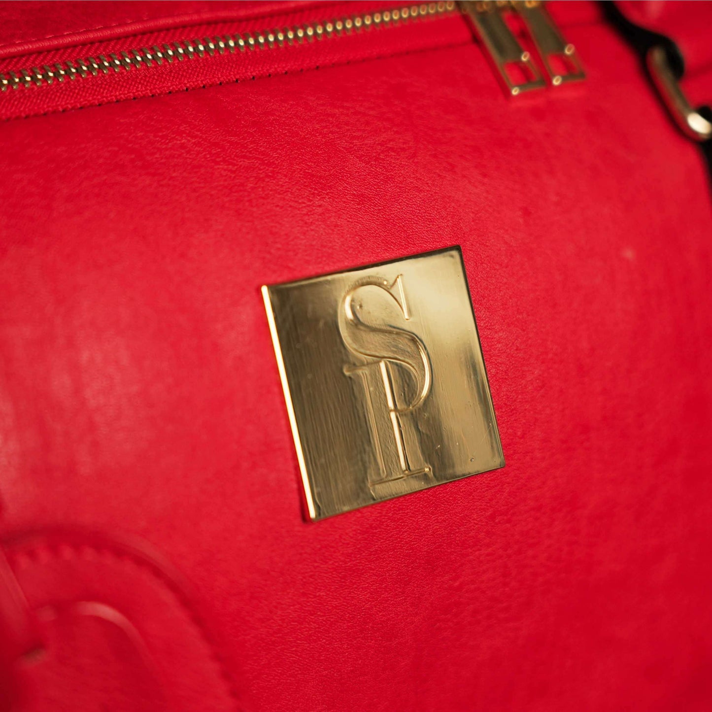 Sole Premise Red Tumbled Leather Weekender Duffle Bag