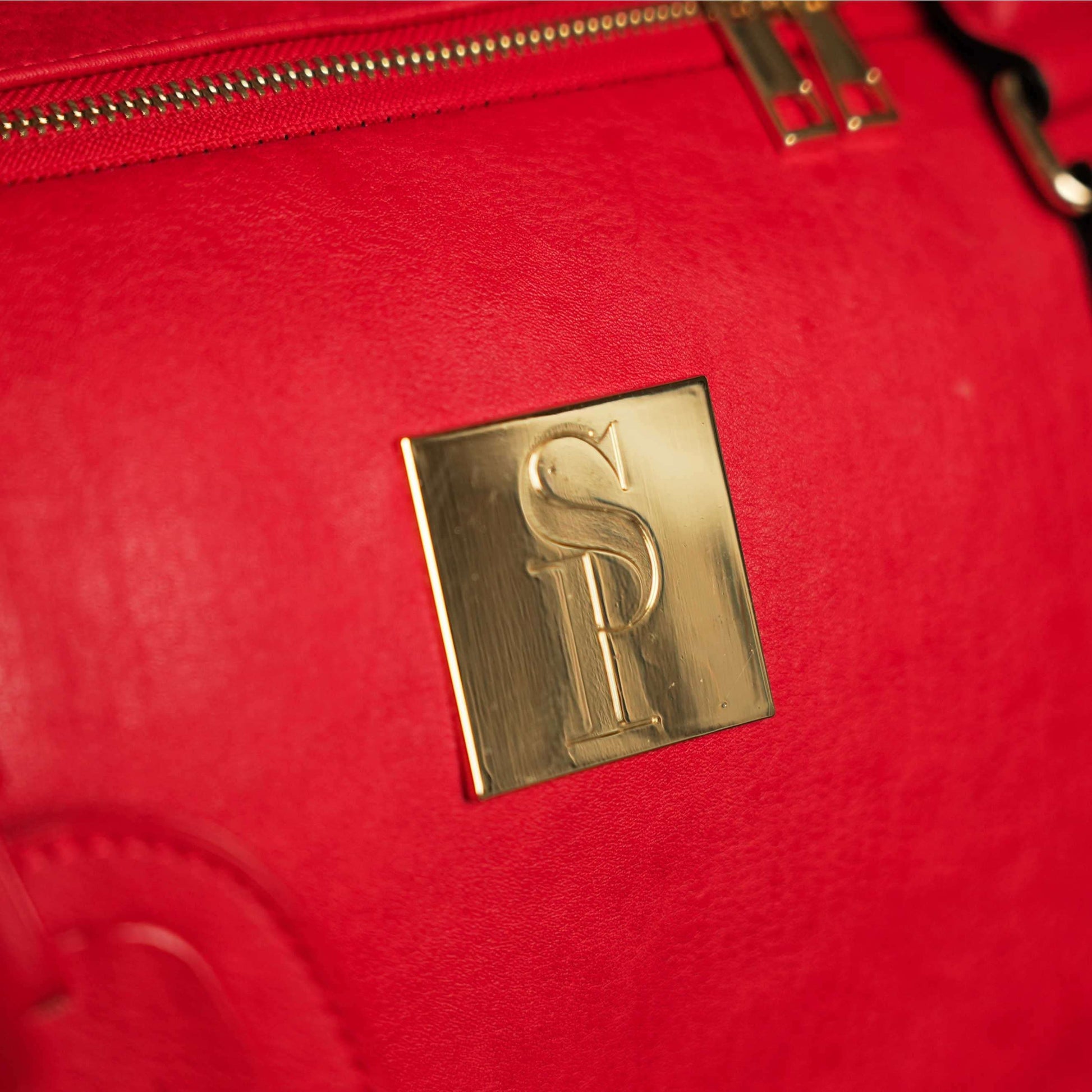 Sole Premise Red Tumbled Leather Weekender Duffle Bag