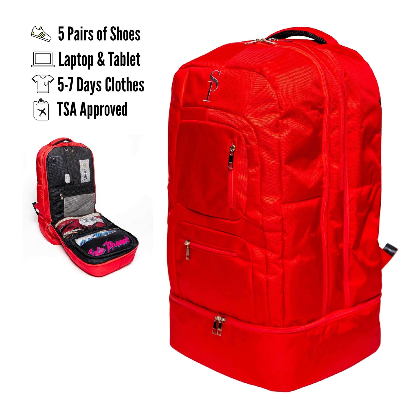 Sole Premise Red Polyester Carry-On Patented Backpack (Only 300 Made)