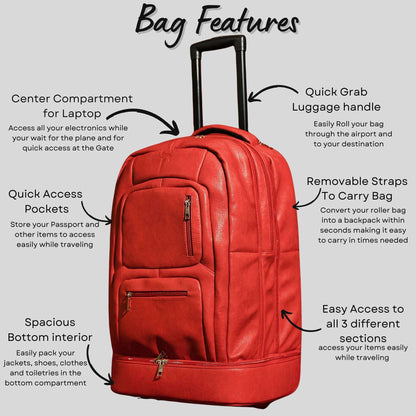 Sole Premise Red Leather Carry-On Roller Bag (Only 150 Made)