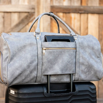 Sole Premise Grey Tumbled Leather Duffle Bag