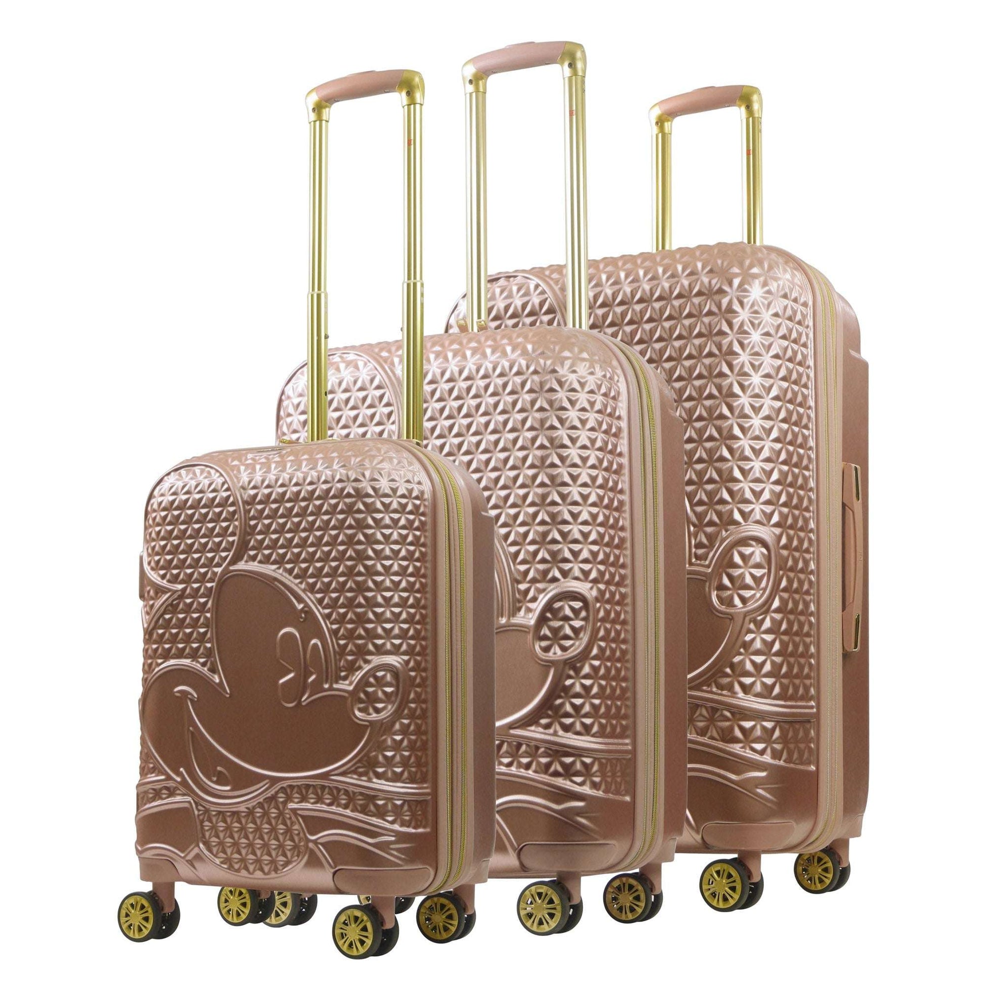 Disney Mickey Mouse Rolling Suitcases 3 Piece Set Rose Gold
