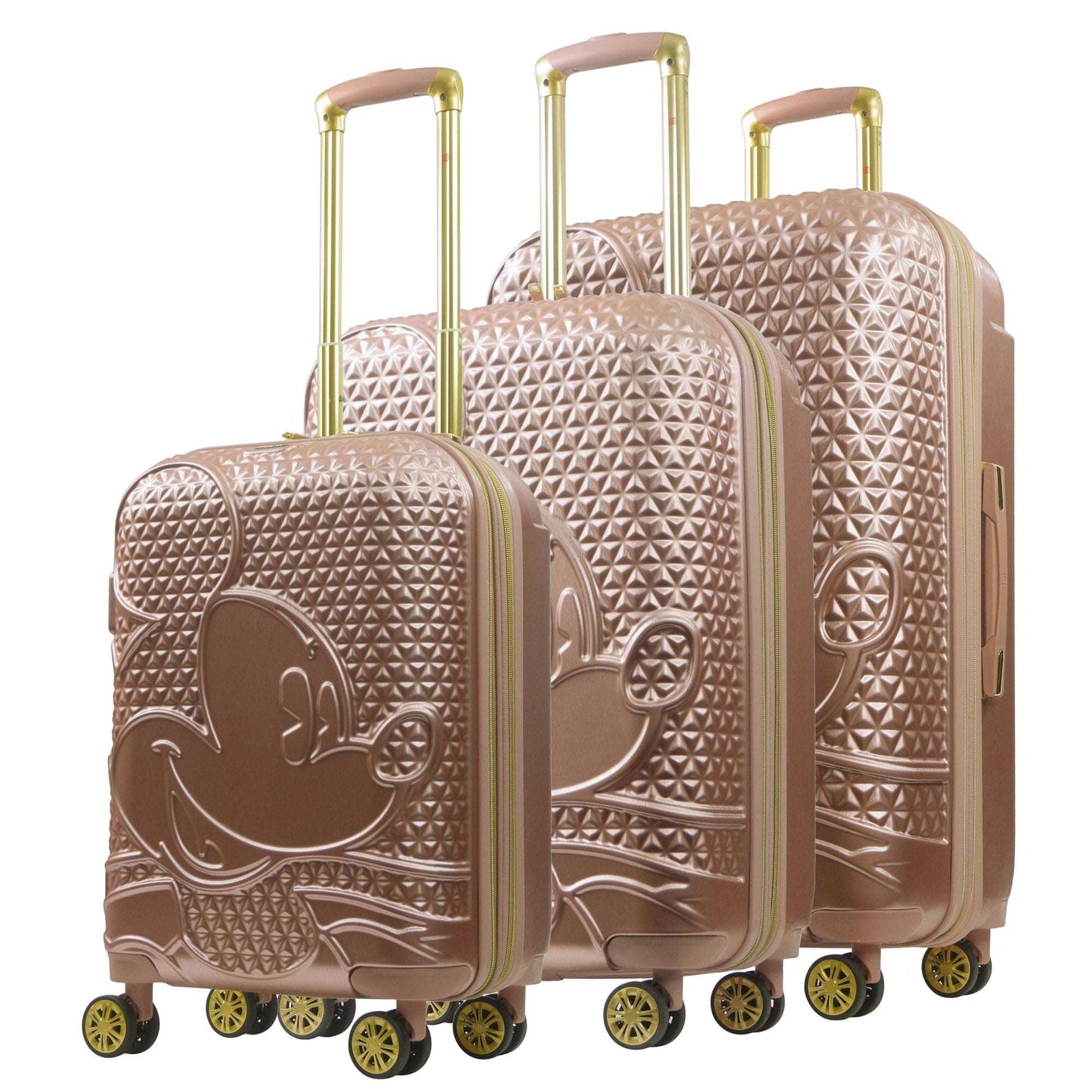 Disney Mickey Mouse Rolling Suitcases 3 Piece Set Rose Gold