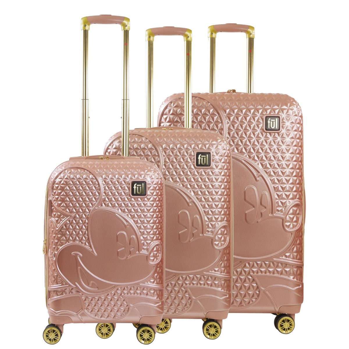 Disney Mickey Mouse Rolling Suitcases 3 Piece Set Rose Gold - Stiles Supply Co.