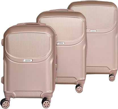 IZOD Regina Expandable Hard shell Lightweight 3 Piece Luggage Set - Stiles Supply Co.