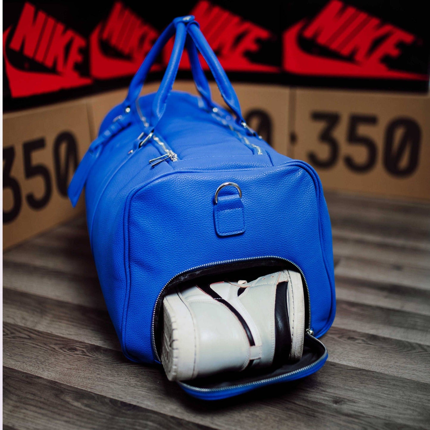 Sole Premise Royal Blue Leather Duffle Bag