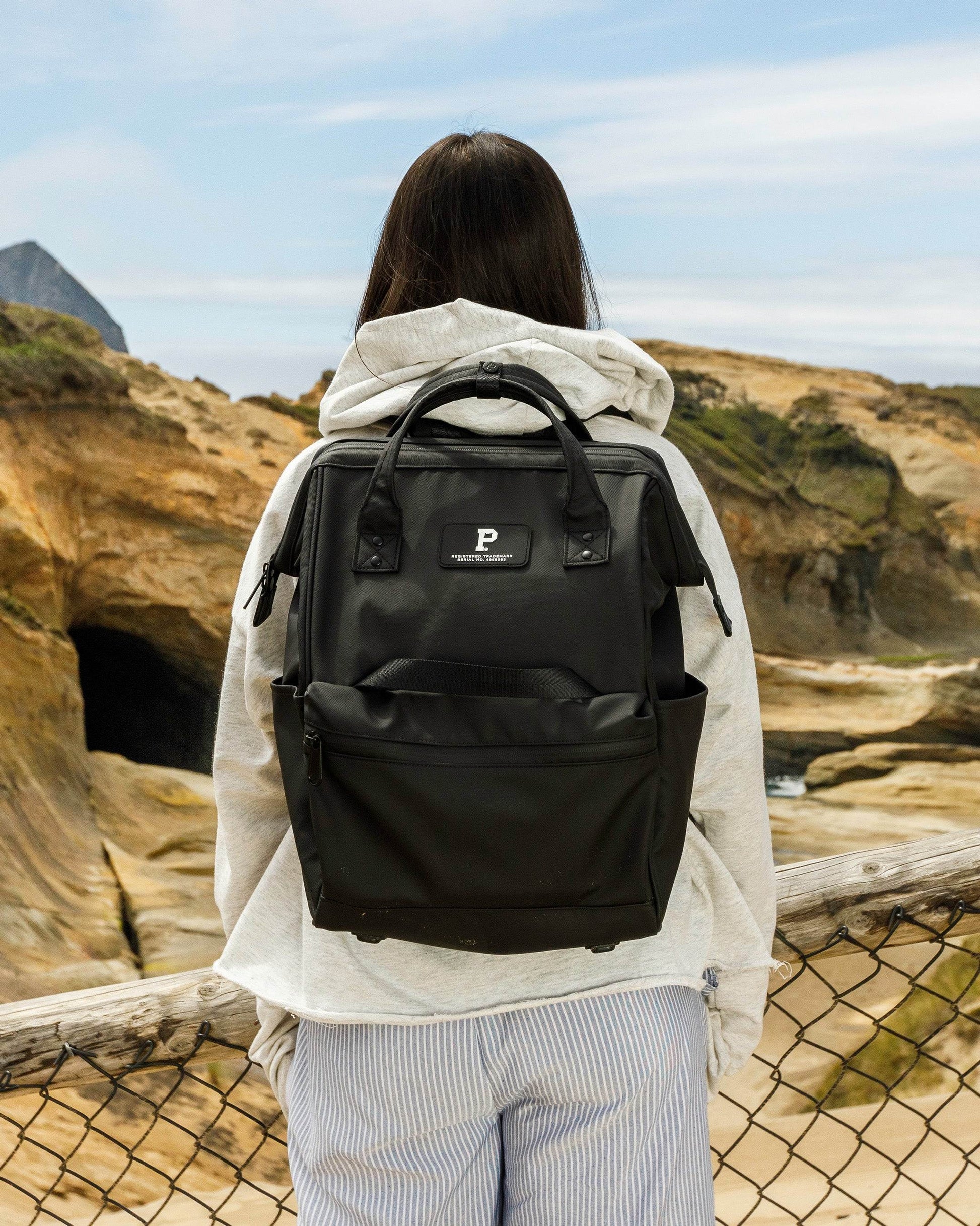 Portland Gear Cascade Weatherproof Backpack 21L lifestyle in Black