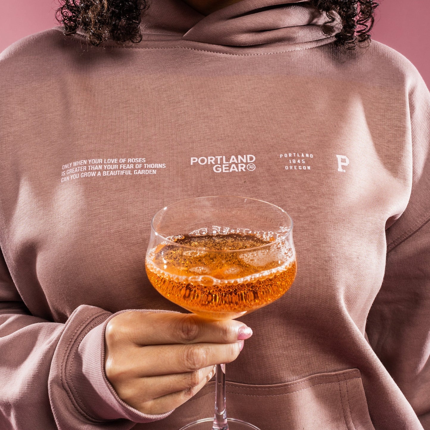 Portland Gear Women's Sueded Slogan Hoodie - Hazy Pink
