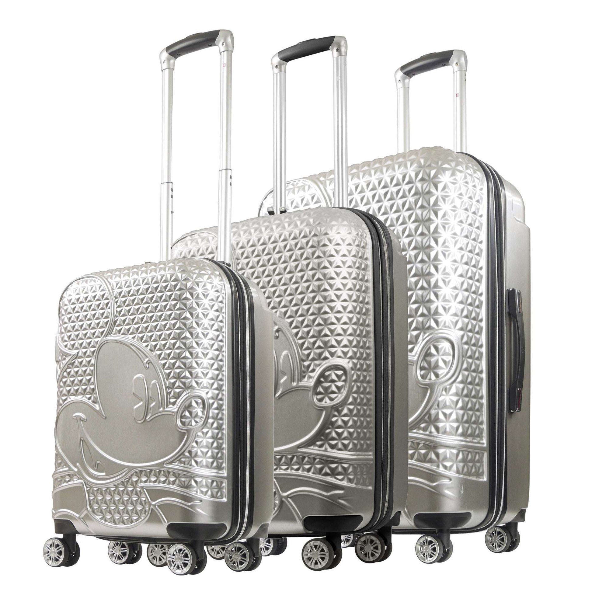 Disney Mickey Mouse Rolling Suitcases 3 Piece Set Silver