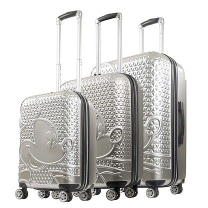 Disney Mickey Mouse Rolling Suitcases 3 Piece Set Silver