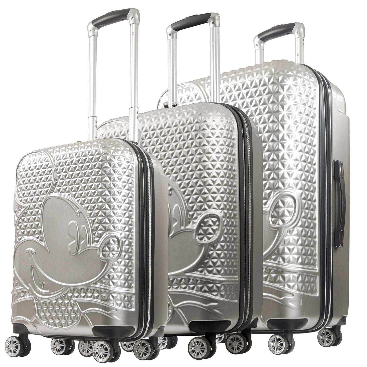 Disney Mickey Mouse Rolling Suitcases 3 Piece Set Silver