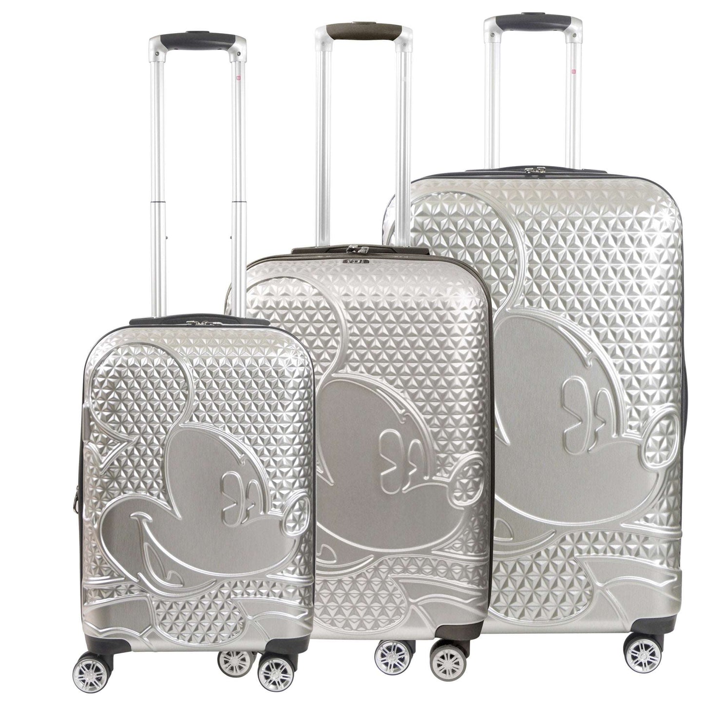 Disney Mickey Mouse Rolling Suitcases 3 Piece Set Silver