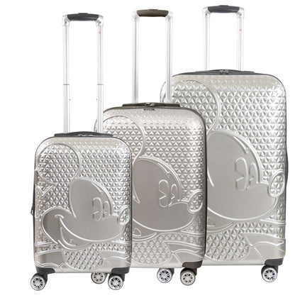 Disney Mickey Mouse Rolling Suitcases 3 Piece Set Silver