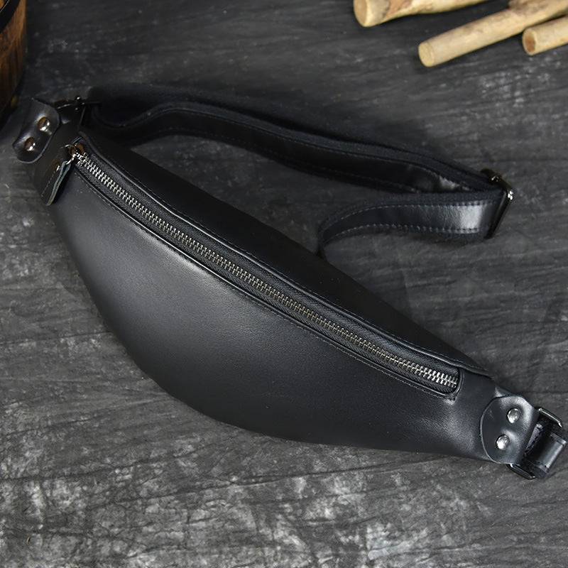 Steel Horse Leather Sigrid Smooth Black Leather Waist Bag