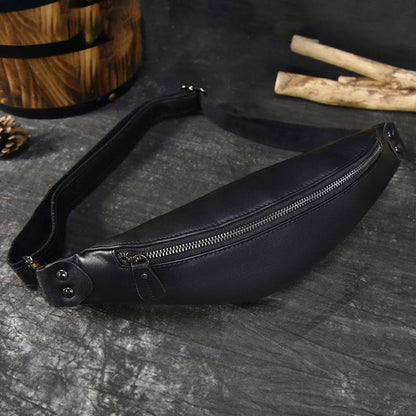 Steel Horse Leather Sigrid Smooth Black Leather Waist Bag