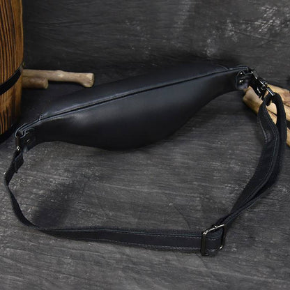Steel Horse Leather Sigrid Smooth Black Leather Waist Bag