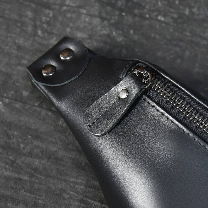 Steel Horse Leather Sigrid Smooth Black Leather Waist Bag