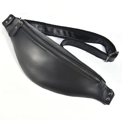 Steel Horse Leather Sigrid Smooth Black Leather Waist Bag