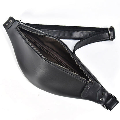 Steel Horse Leather Sigrid Smooth Black Leather Waist Bag