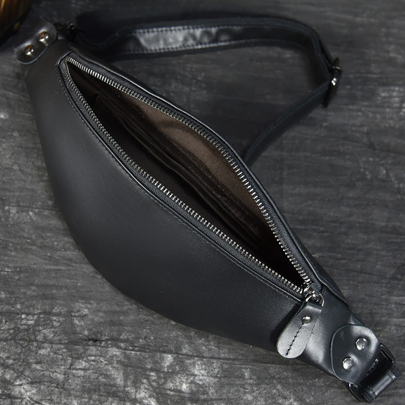Steel Horse Leather Sigrid Smooth Black Leather Waist Bag