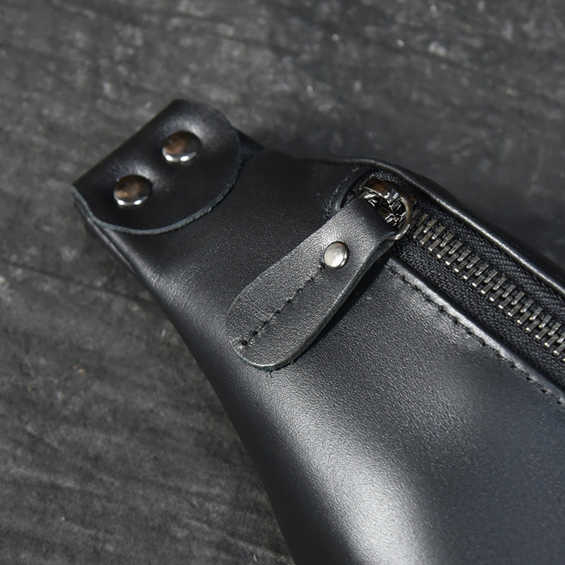 Steel Horse Leather Sigrid Smooth Black Leather Waist Bag