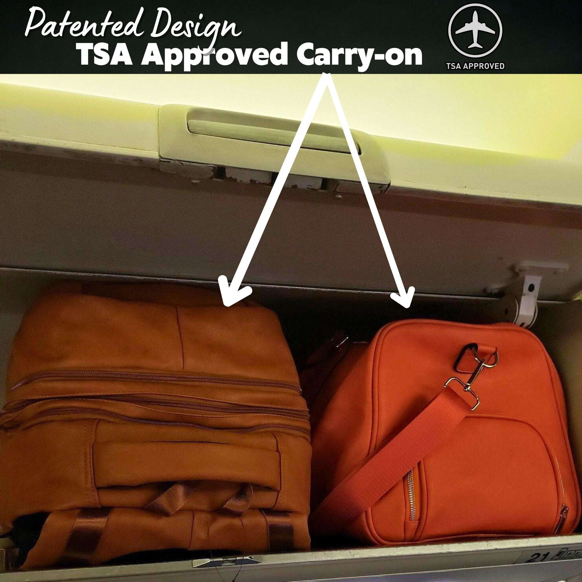 Sole Premise Brown Leather Luxury Carry-On Bag (Patented Design)