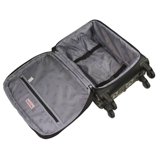 True Religion Black 27" Soft Sided Logo Checkered Spinner Luggage - Stiles Supply Co.