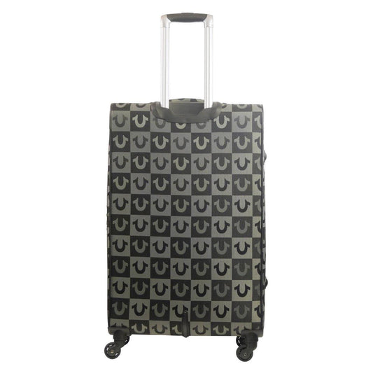 True Religion Black 31" Soft Sided Logo Checkered Spinner Luggage - Stiles Supply Co.