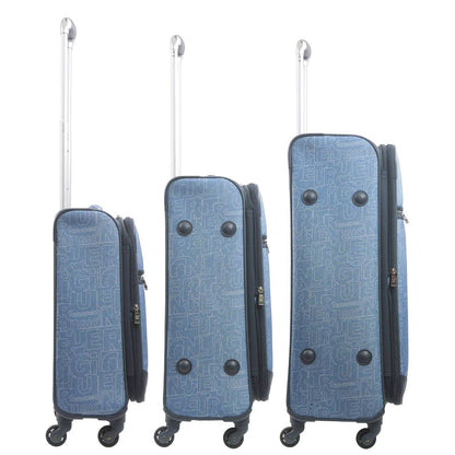 True Religion Blue 3-Piece Soft Sided Expandable Spinner Luggage Set - Stiles Supply Co.