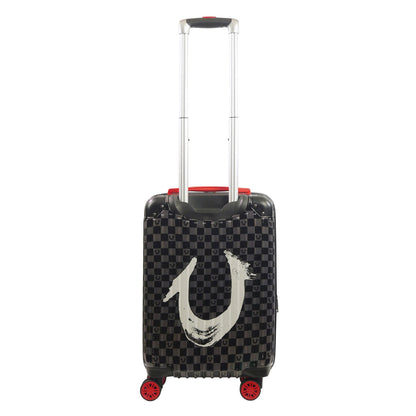 True Religion 22.5" Big Logo Black Hard Sided Checkered Carry-On Luggage - Stiles Supply Co.