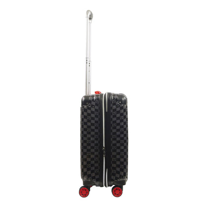 True Religion 22.5" Big Logo Black Hard Sided Checkered Carry-On Luggage - Stiles Supply Co.