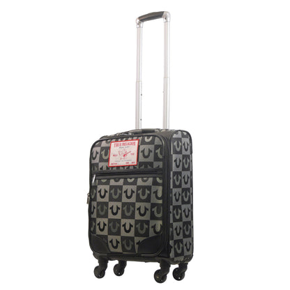 True Religion Black 23" Soft Sided Logo Checkered Spinner Luggage - Stiles Supply Co.