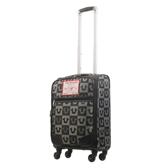 True Religion Black 23" Soft Sided Logo Checkered Spinner Luggage